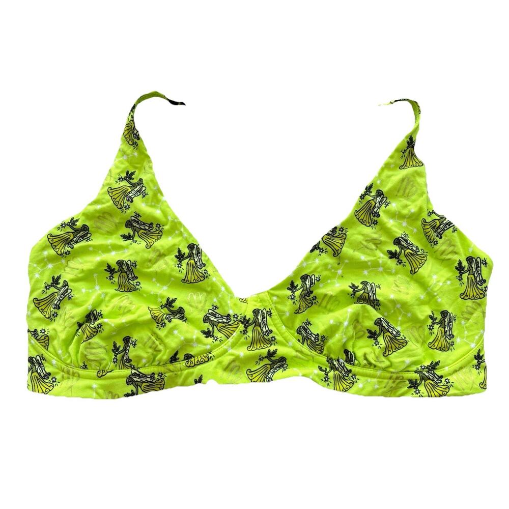 3X MeUndies Virgo Zodiac Lime Green Wireless Constellation Bralette Bra